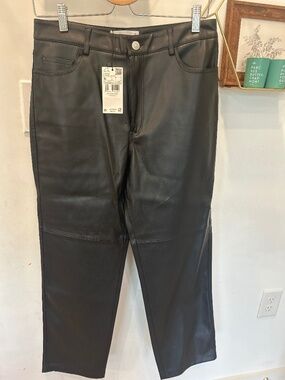 Mango Black Imitation Leather Pants